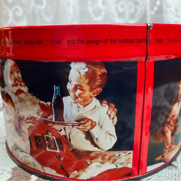 Vintage 90s COCA COLA COKE Christmas Santa Bunte Old Tyme Mix Hard Candy Tin - Picture 9 of 12